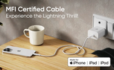 Ambrane Mfi Certified Type C To Lightning Cable, 27W Fast Charging For Iphone 14/13/12/11/X/8/7/6, Ipad & Airpods, 480Mbps Data Sync, Durable Braided Design, Car/Travel-Friendly, 3.9Ft (1.2M), White
